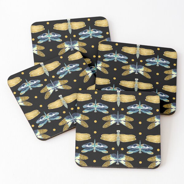 Item preview, Dragonfly gold and blue - Pattern design  designed and sold by IBiancs.