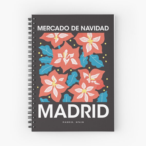 Item preview, Christmas Market Madrid Poster Spain 1960s Retro Art Winter Plants Vintage designed and sold by betternotes.