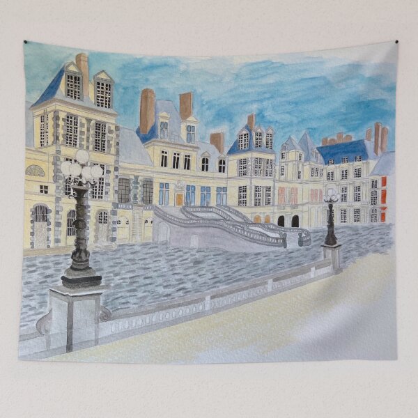 Item preview, chateau de fontainebleau in watercolor designed and sold by dreamtravel.