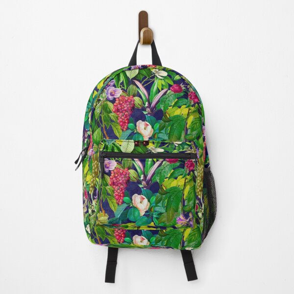 Item preview, Trendy tropical floral leaves and fruits tropical pattern, botanical illustration, dark blue floral illustration designed and sold by ZeinabTaha.