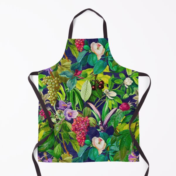 Item preview, Trendy tropical floral leaves and fruits tropical pattern, botanical illustration, dark blue floral illustration  designed and sold by ZeinabTaha.