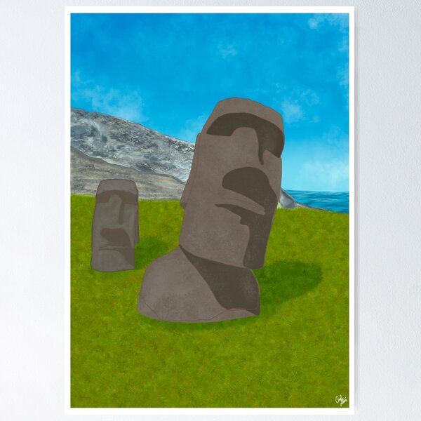 Moyai Moai Easter Island Head Emoji Art Board Print for Sale by