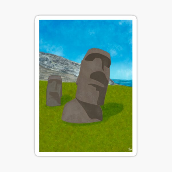 "Moai Monolith, Easter Island Head " Sticker for Sale by clcanvasesuk