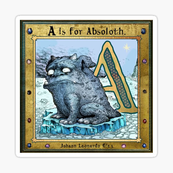 A is for Absoloth. Book cover. Sticker