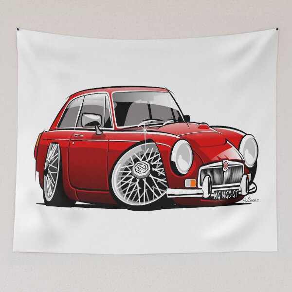 Item preview, MG MGC GT caricature red designed and sold by car2oonz.
