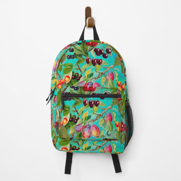 Item preview, Exotic tropical floral leaves and fruits, botanical pattern, tropical plants, blue turquoise fruit pattern designed and sold by ZeinabTaha.