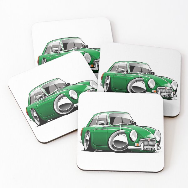 Item preview, MG MGB GT caricature green designed and sold by car2oonz.