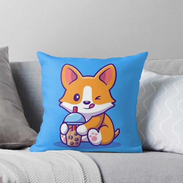 Item preview, Cute corgi drink milk tea boba cartoon vector illustration designed and sold by rossagrantt.