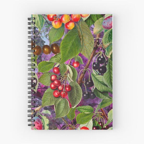 Item preview, Exotic tropical floral leaves and fruits, botanical pattern, tropical plants, purple fruit pattern designed and sold by ZeinabTaha.