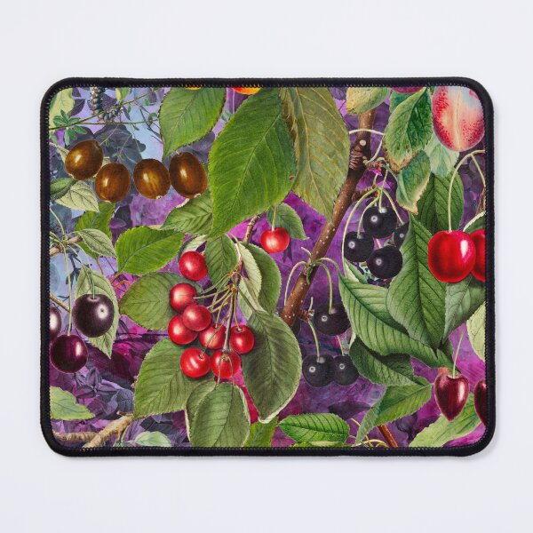 Item preview, Exotic tropical floral leaves and fruits, botanical pattern, tropical plants, purple fruit pattern designed and sold by ZeinabTaha.