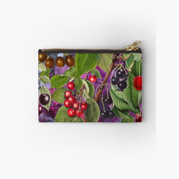 Item preview, Exotic tropical floral leaves and fruits, botanical pattern, tropical plants, purple fruit pattern designed and sold by ZeinabTaha.