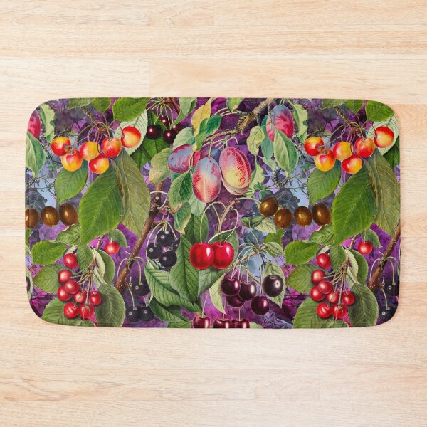 Item preview, Exotic tropical floral leaves and fruits, botanical pattern, tropical plants, purple fruit pattern designed and sold by ZeinabTaha.