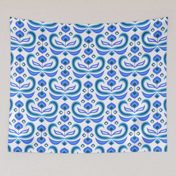 Item preview, Floral Swirl // Royal Blue designed and sold by The Wellington Boot.