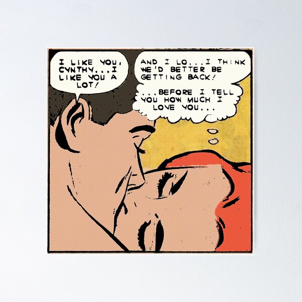 Item preview, Comic couple | Kiss | Retro | Vintage | Lichtenstein Inspired designed and sold by spinolator.