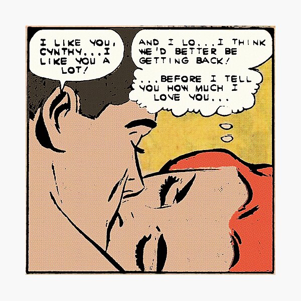 Item preview, Comic couple | Kiss | Retro | Vintage | Lichtenstein Inspired designed and sold by spinolator.