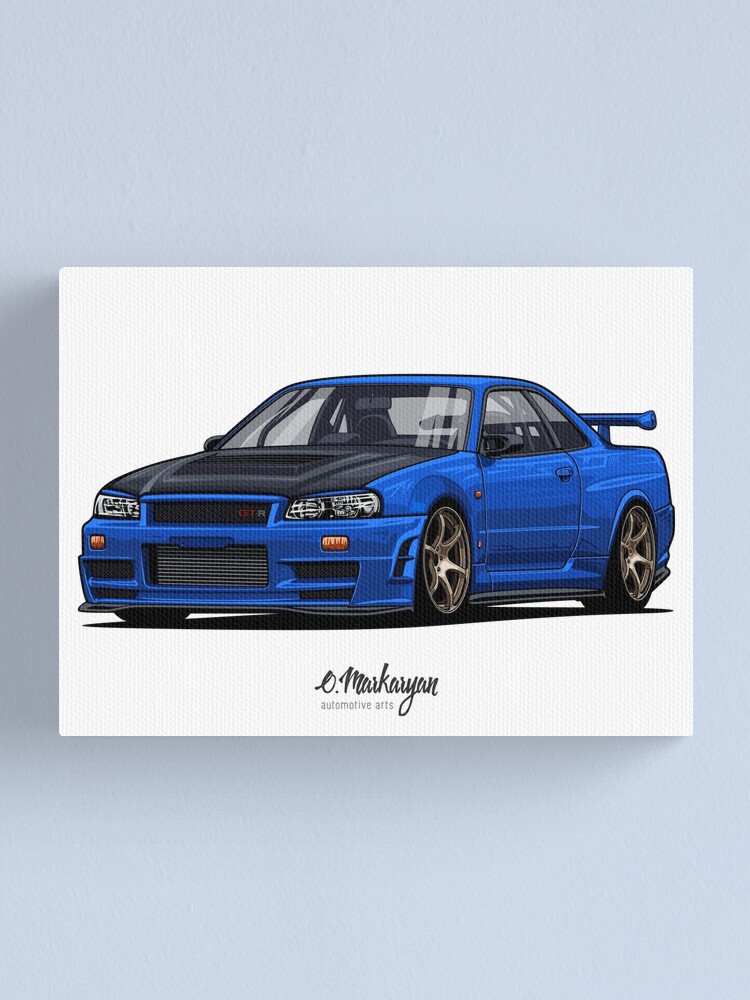 Street Monstr Skyline R34 Gtr Canvas Print By Olegmarkaryan