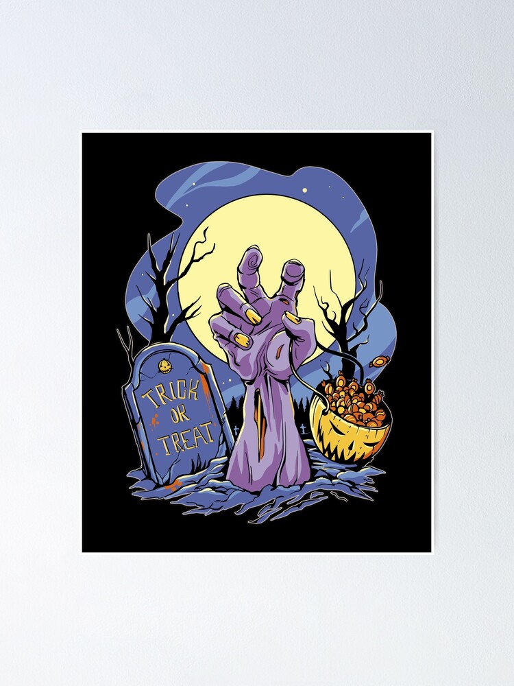 Spooky Halloween Zombie Hand Coming Out Of Grave Gift Idea Kids T