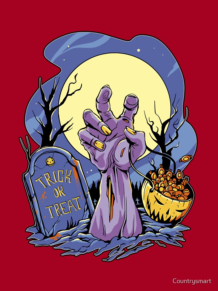 Spooky Halloween Zombie Hand Coming Out Of Grave Gift Idea Kids T