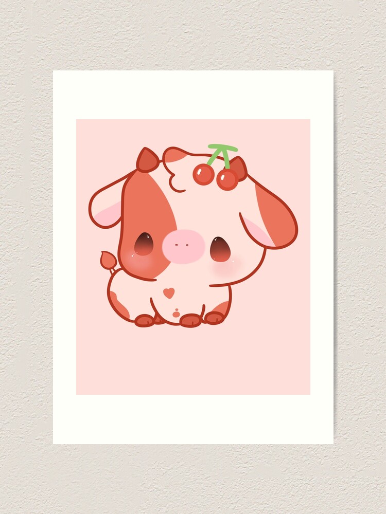 Strawberry Cow kawaii Photographic Print for Sale by MayBK