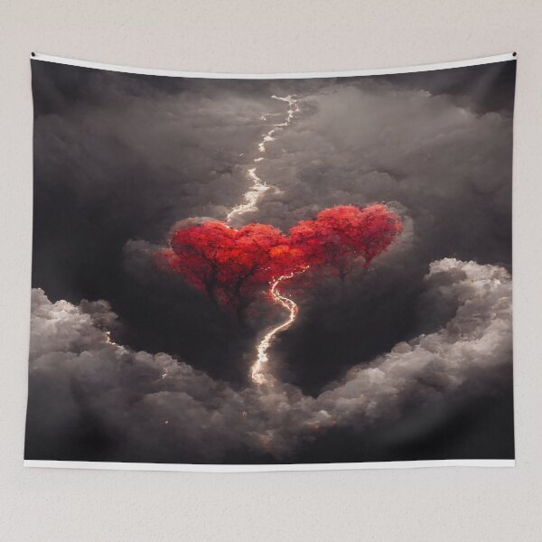 Item preview, Red Broken Heart in the Clouds /  Broken Hearts Unwind Designs designed and sold by Unwind-Art-Work.
