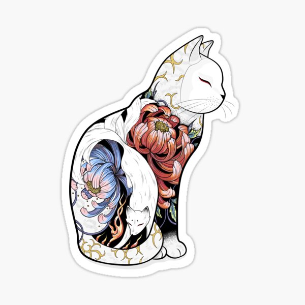 Kitsune Cat Tattoo Sticker