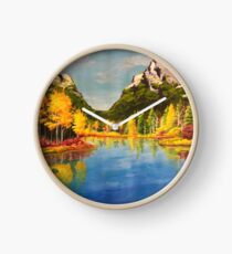 Landscape with yellow trees Clock