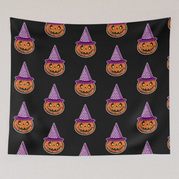 Item preview, Happy Halloween smiling pumpkin wearing a witches hat design designed and sold by ROEfifty.