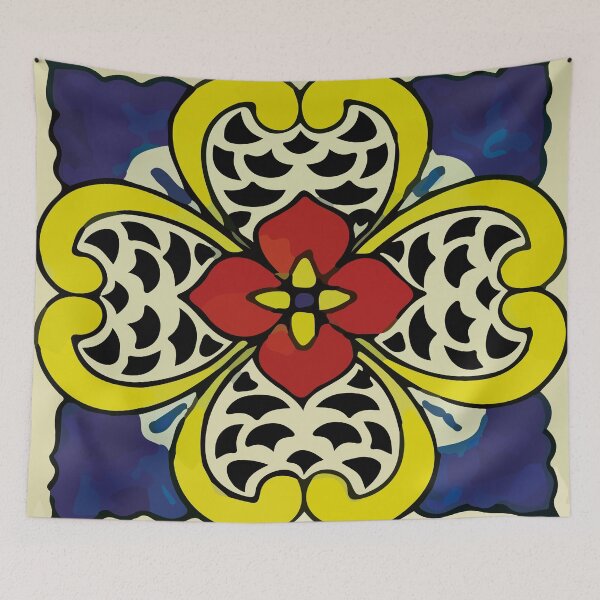 Item preview, Mexican flower art nouveau design tile azulejo folk art interior decoration designed and sold by T-Mex.