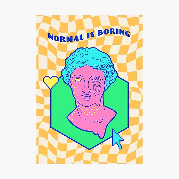 Normal is Boring [retrowave/vaporwave] — retrowave poster, aesthetic poster, retrowave art, 80s Photographic Print