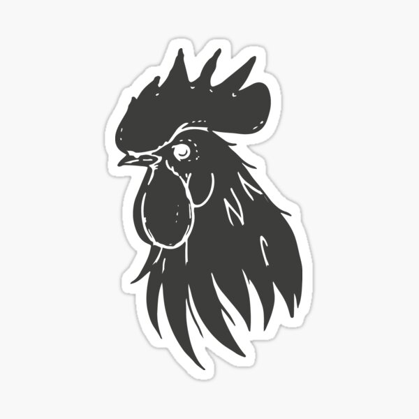 rooster minimal black Sticker