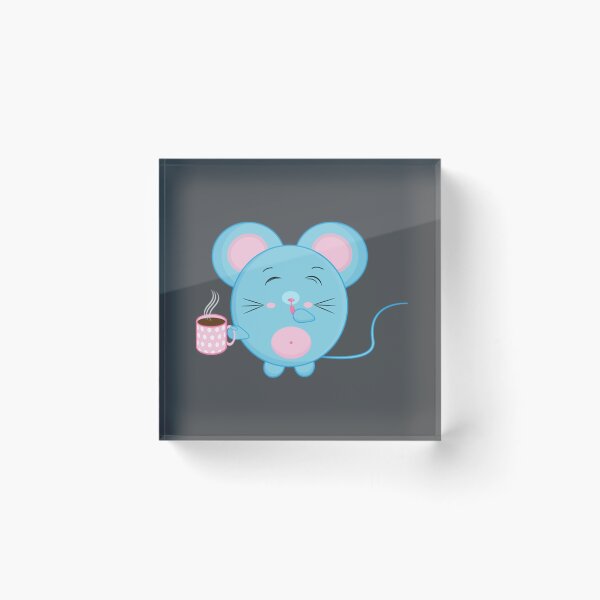Item preview, cute blue mouse cartoon sticker pack pattern for kids designed and sold by portrait4you.