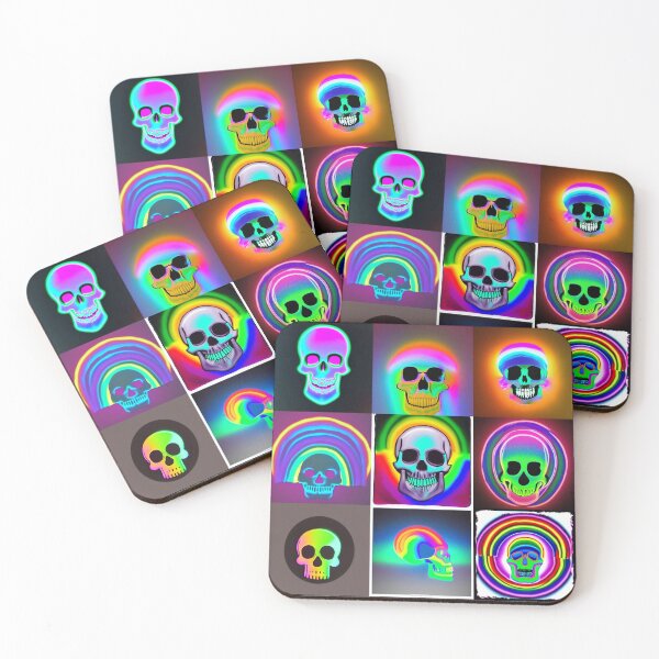 Item preview, Fluorescent Rainbow Skulls designed and sold by Riccivela.