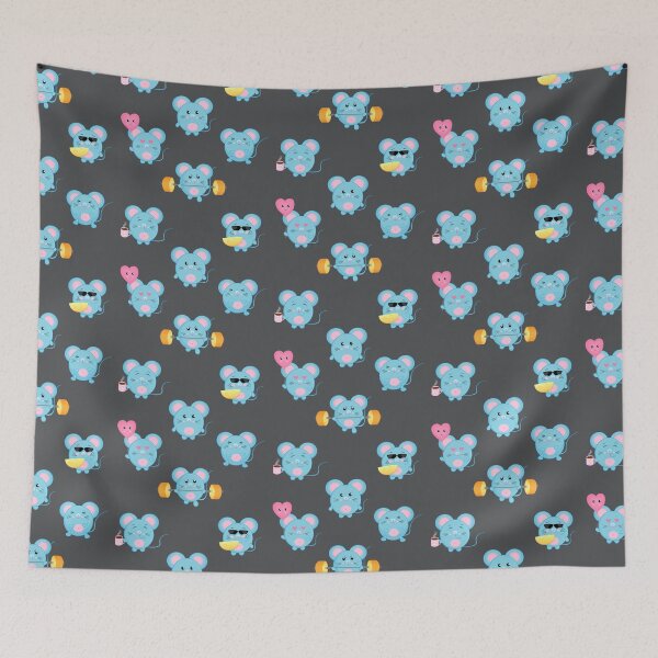 Item preview, cute blue mouse cartoon sticker pack pattern for kids designed and sold by portrait4you.