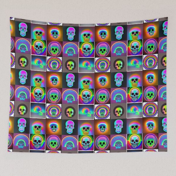Item preview, Fluorescent Rainbow Skulls designed and sold by Riccivela.