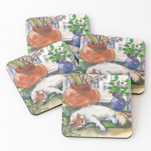 Item preview, Carlotte the Cat, snoozing with flowers (Impressionism) designed and sold by thecatandkettle.