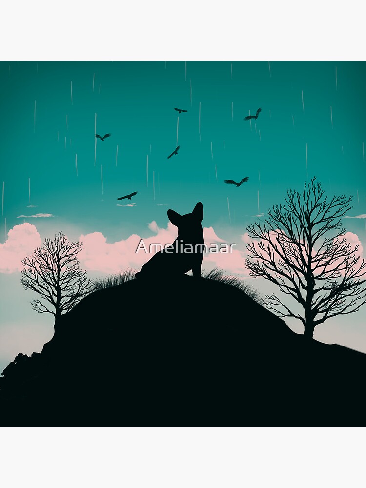 Corgi retro silhouette by Ameliamaar