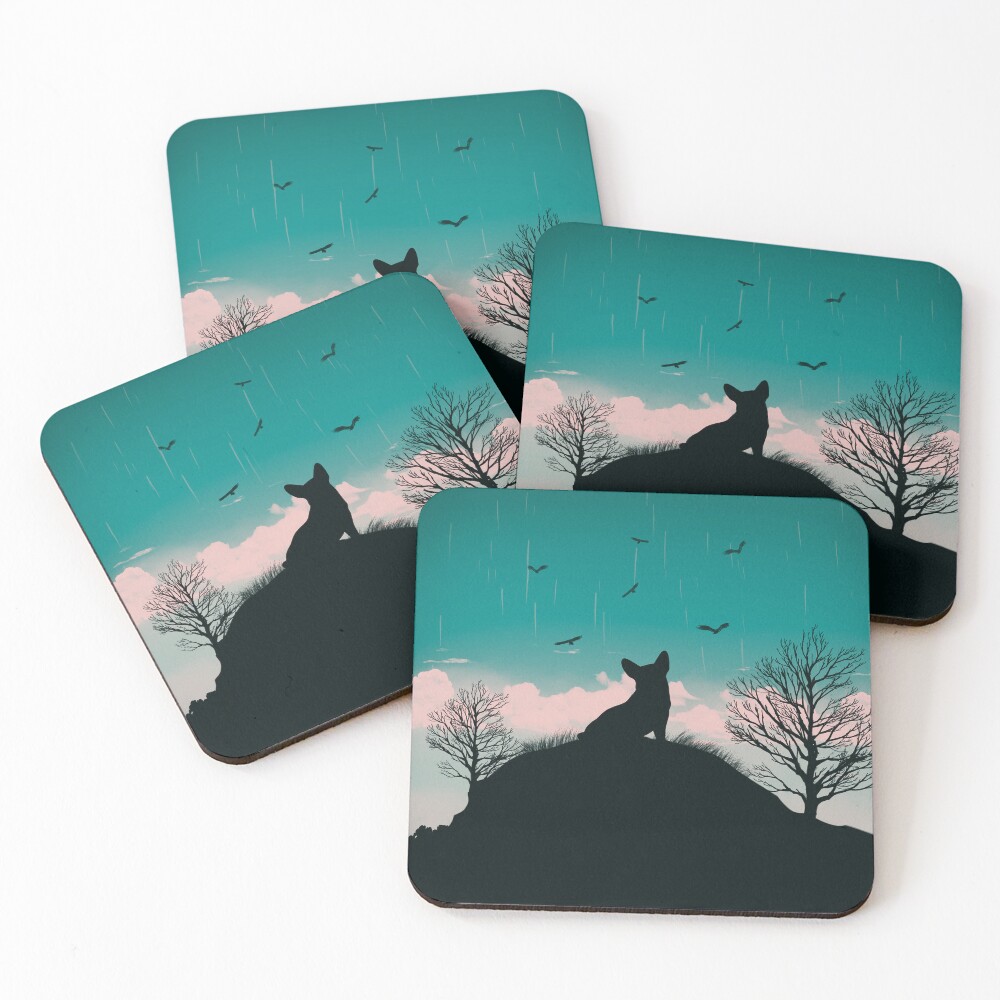Corgi retro silhouette Coasters (Set of 4)