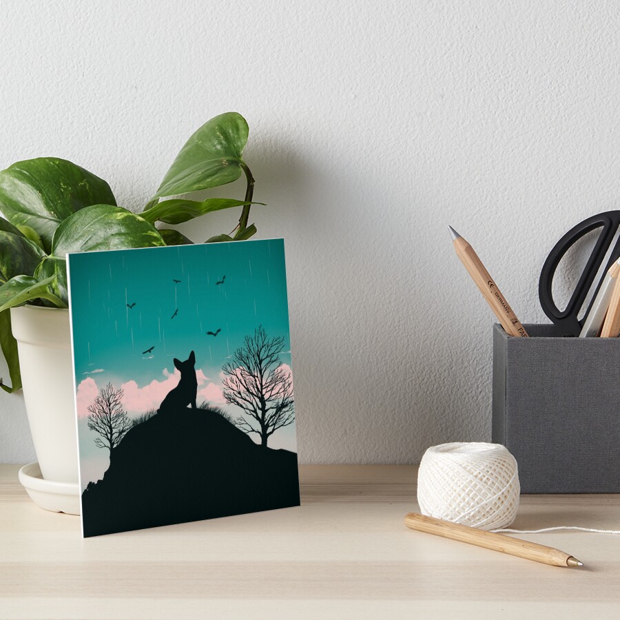 Corgi retro silhouette Art Board Print