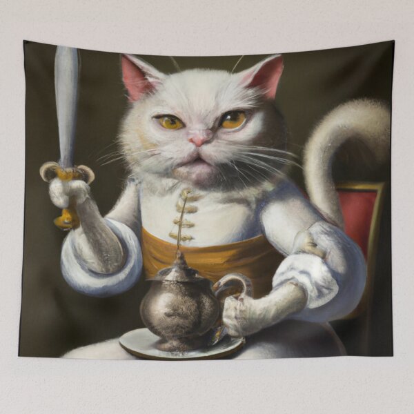 Item preview, Rick the Cat, with teapot and dagger (Neoclassicism) designed and sold by thecatandkettle.