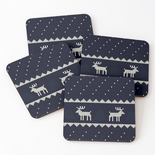 Item preview, Reindeer Christmas Knitted Texture Pattern. Blue White Pattern With Hearts designed and sold by risingrocket.