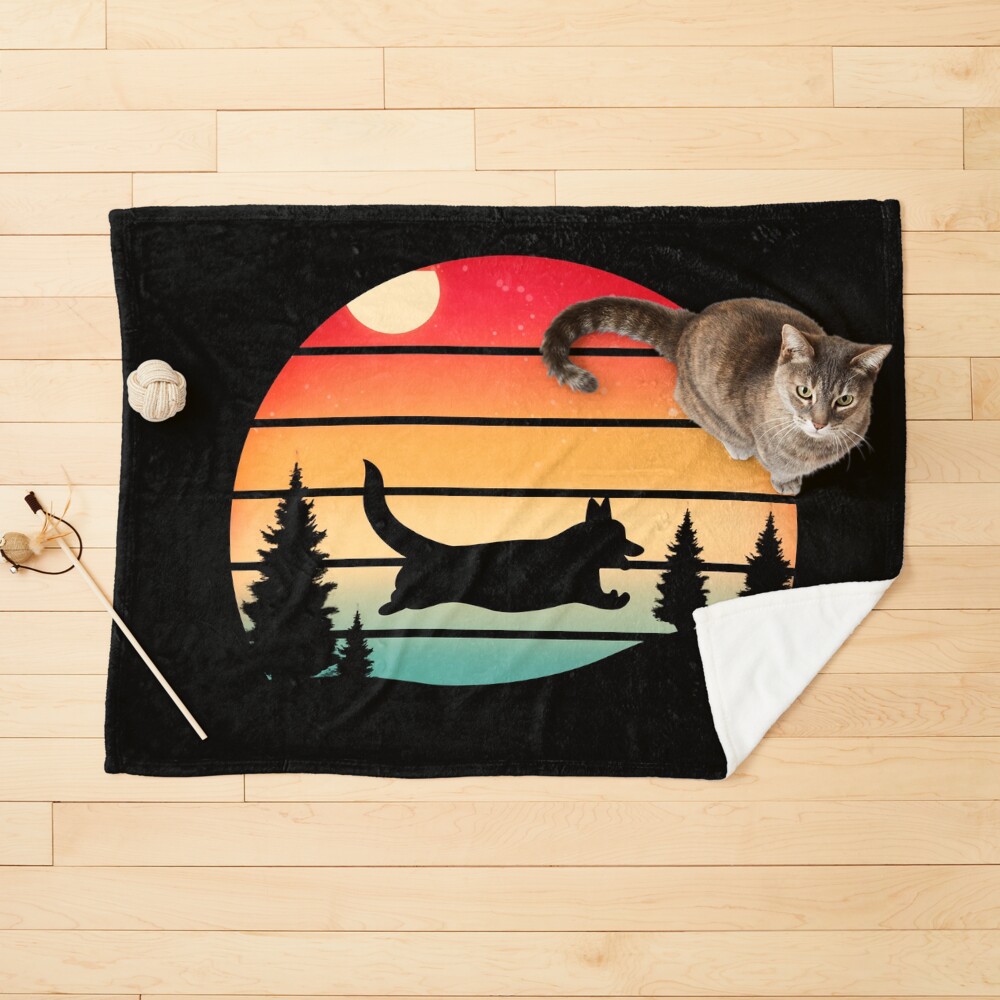 Corgi Retro Style Jump Pet Blanket
