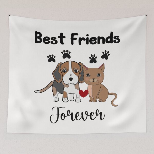 Item preview, Cute Cat and Dog Best Friends Forever designed and sold by HappyLifeCreate.