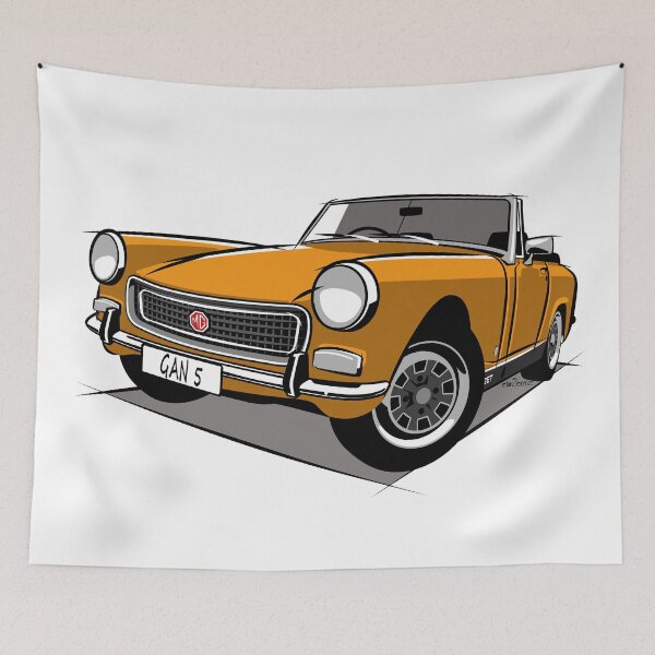 Item preview, MG Midget square wheel arch yellow designed and sold by car2oonz.