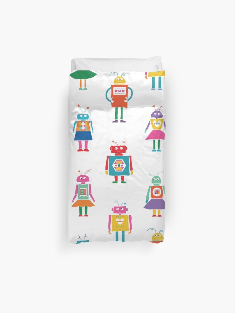 Robots For Girls Boys Duvet Cover By Rleisingsoo Redbubble