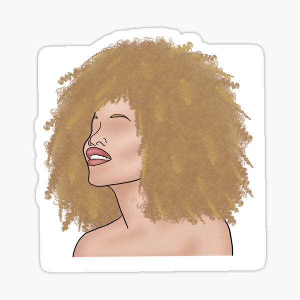 Curly Haired Black Woman with Albinism Afro Girlie Sticker Sticker