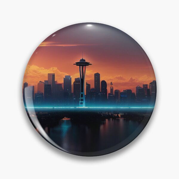 Item preview, Retrofuturistic Seattle Skyline designed and sold by GrassrootsGreen.