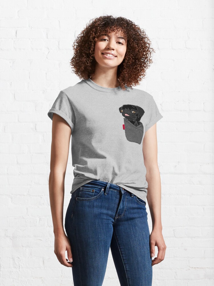 Alternate view of Black Pug FU Pocket Classic T-Shirt