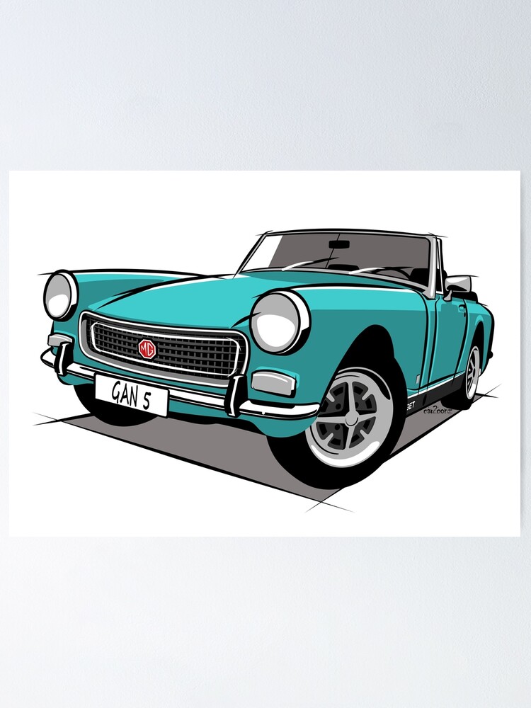 MG Midget round wheel arch blaze aqua Poster