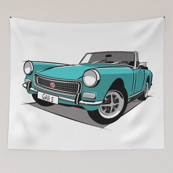 Item preview, MG Midget round wheel arch blaze aqua designed and sold by car2oonz.