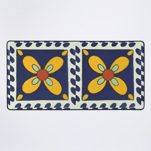 Item preview, Mexican abstract flower geometric design tile azulejo bold interior decoration designed and sold by T-Mex.